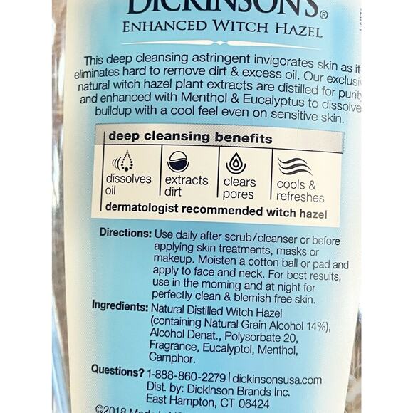 Dickinson's Enhanced Witch Hazel 16oz Deep Cleansing Astringent 92% NEW - Picture 7 of 7